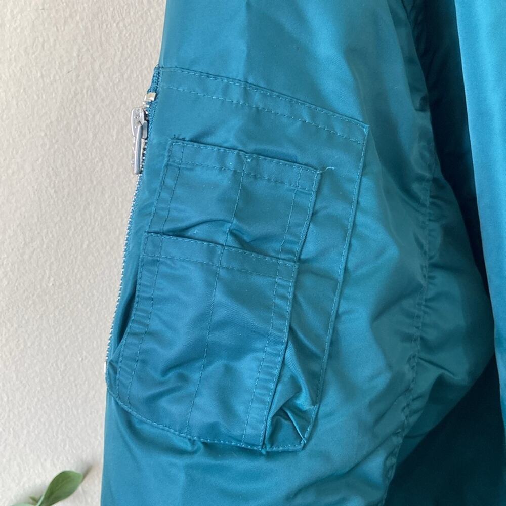 New Teal Green Blue Hudson Jeans Bomber Jacket Medium Fall Casual Oversized - Picture 10 of 10